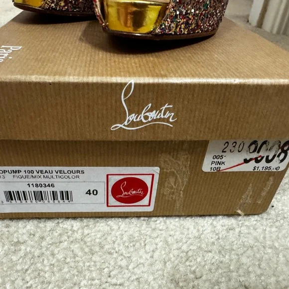 Christian Louboutin Multicolor Glitter Peep-Toe Slingback Heels - Picture 2 of 9